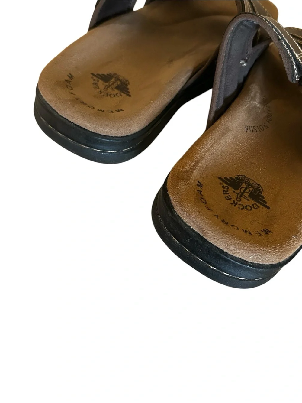 Dockers Men’s DELRAY Brown Double-Buckle Memory Foam Slide Sandals
